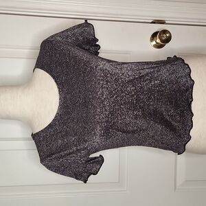 Urban Outfitters Shimmer Lettuce Hem Crop Top Size M